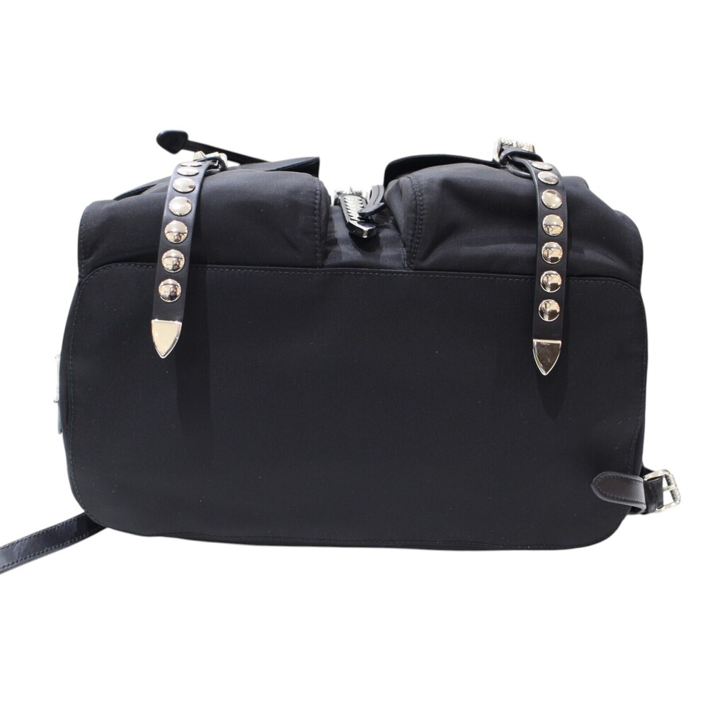 Prada Studded Backpack Black Silver - image 5